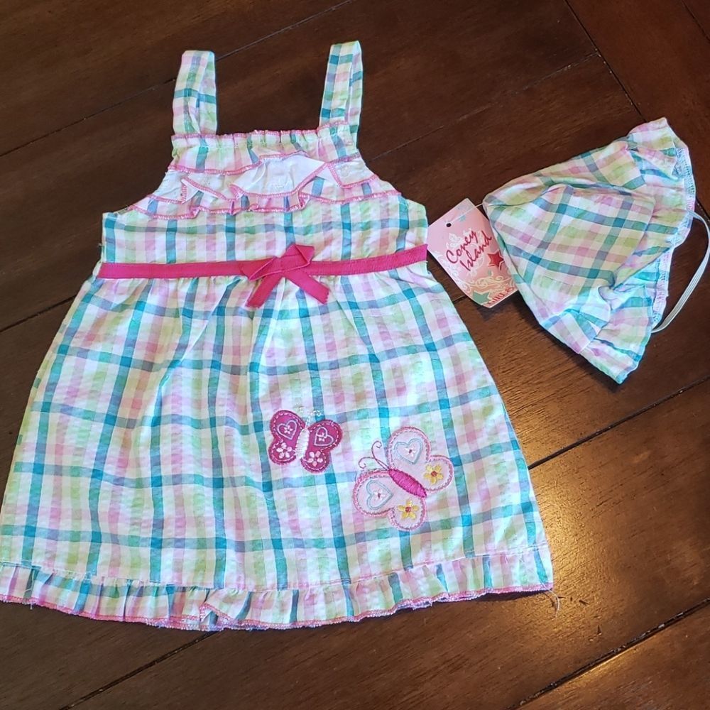 $8 bundled! Coney Island gingham dress + hat